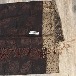 Brown with Gold Pashmina Scarf